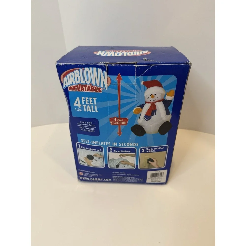 Gemmy Airblown Inflatable Snowman 4 Foot Tall‎ w Box